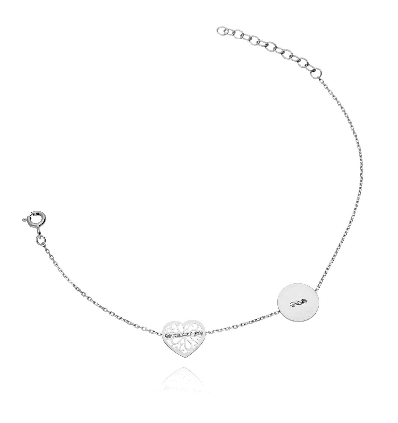 Bransoletka ze srebra ażurowe serduszko - By Dziubeka