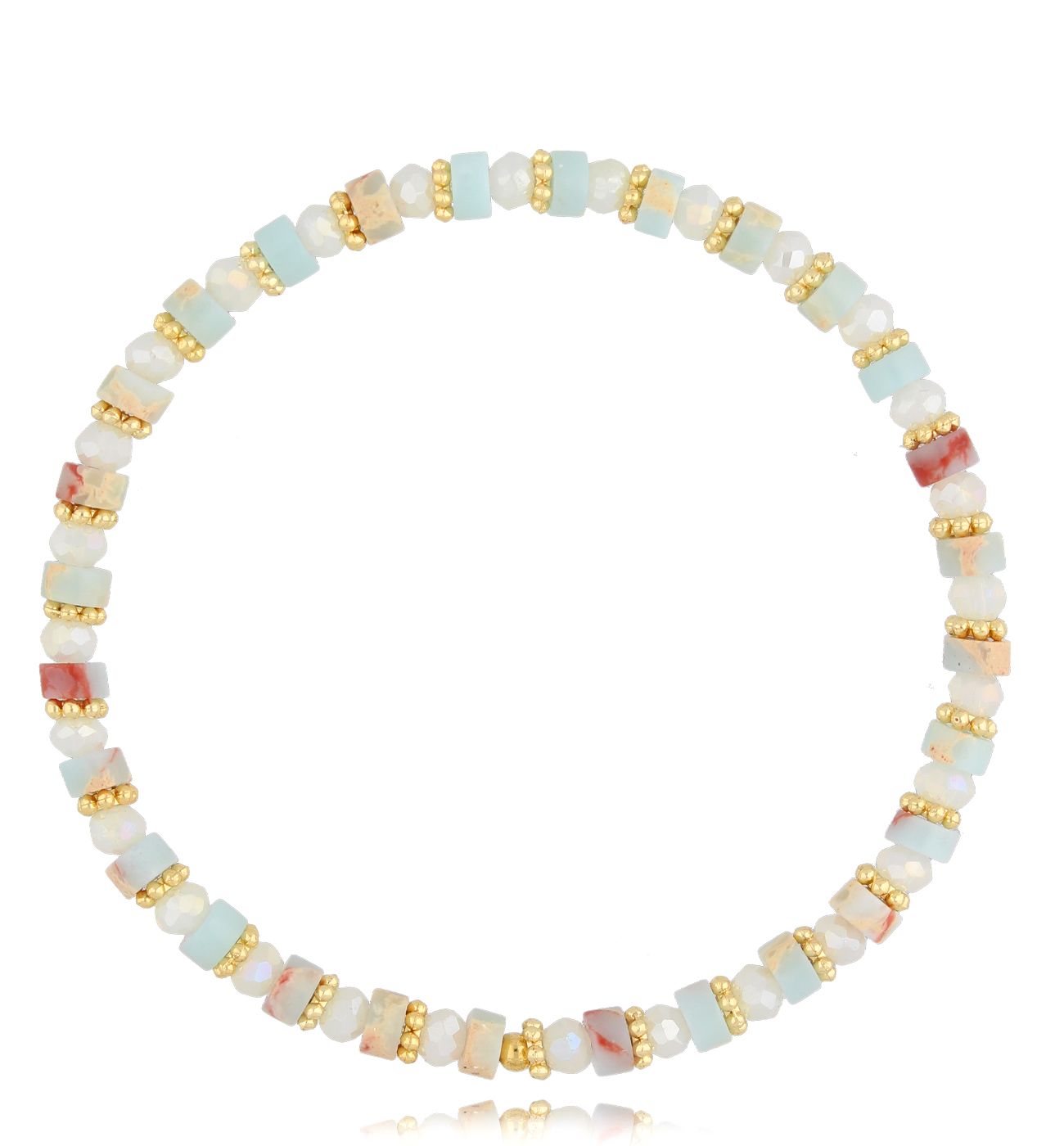 Bransoletka z jaspisami i szklanymi koralikami - By Dziubeka