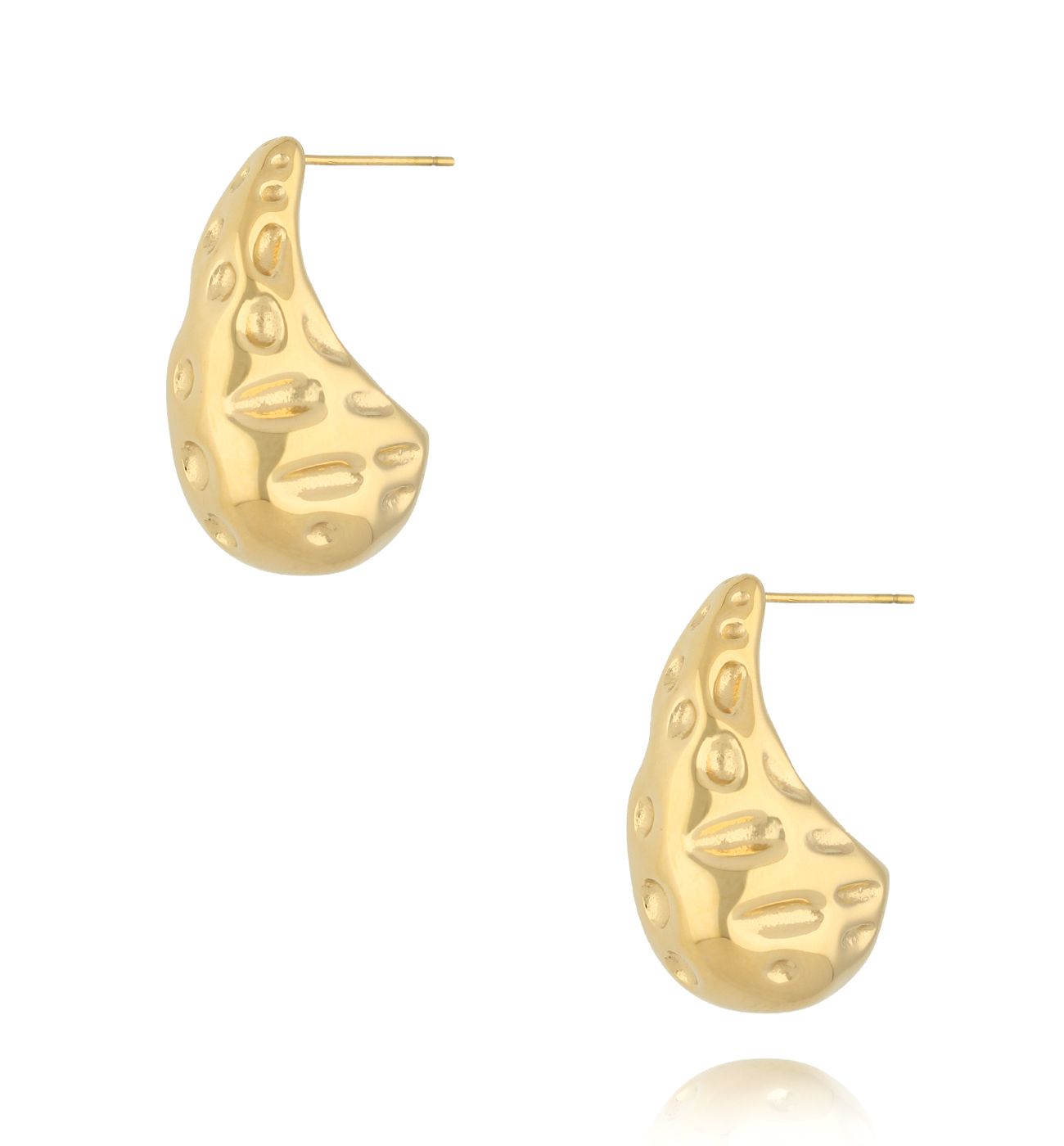 Kolczyki krople złote gniecione Modern Metallics - By Dziubeka