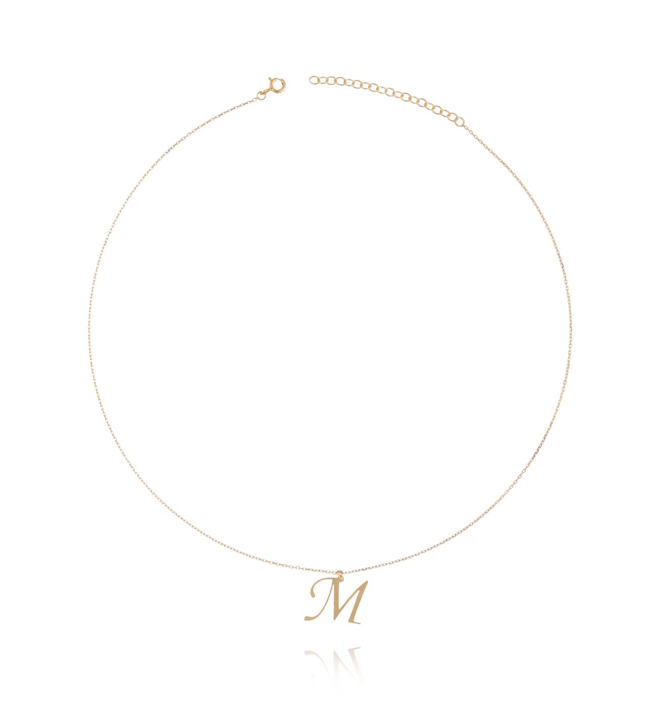 Naszyjnik srebrny pozłacany z literką M NAT0100