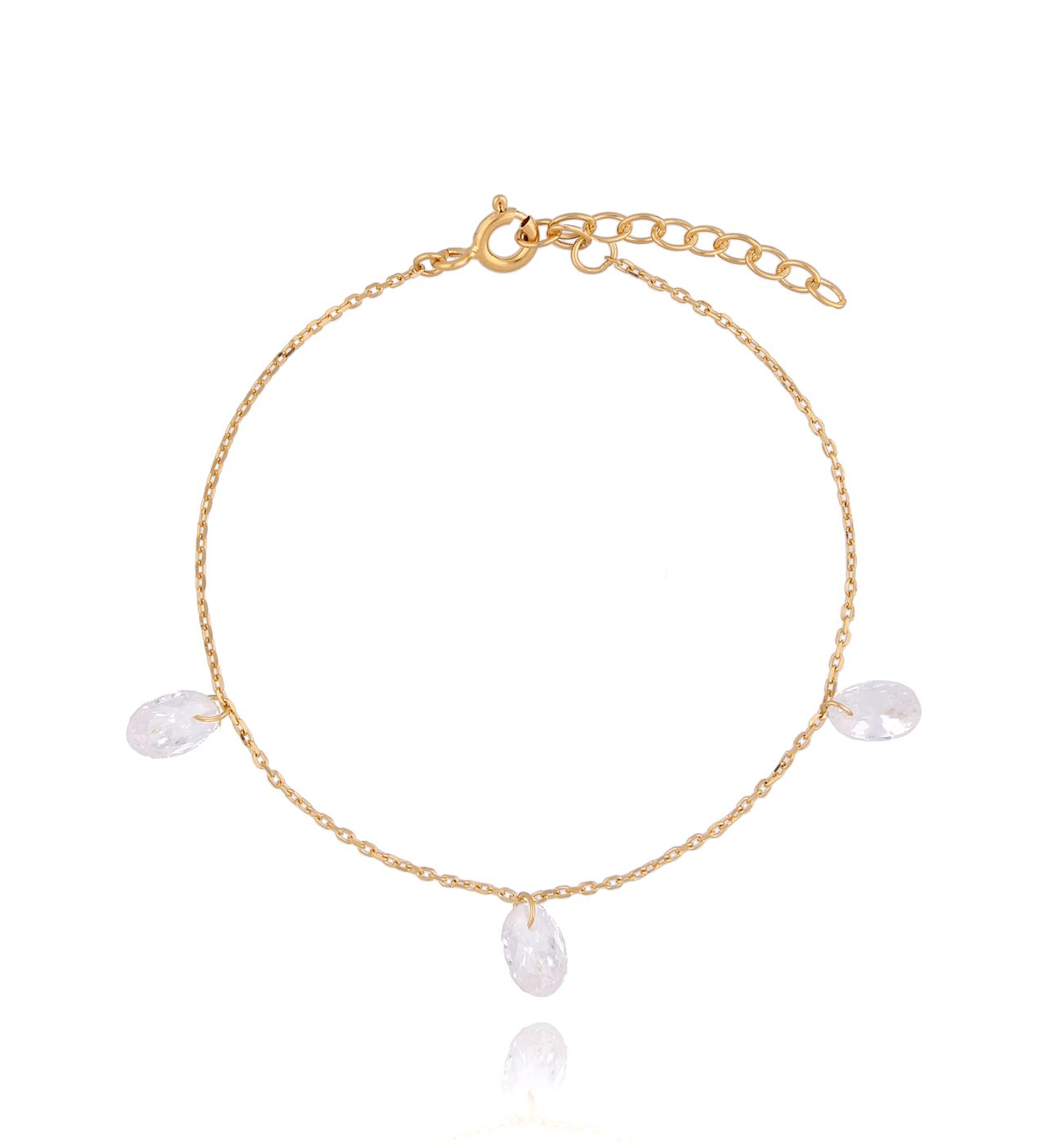 Bransoletka srebrna pozłacana z kryształkami - By Dziubeka