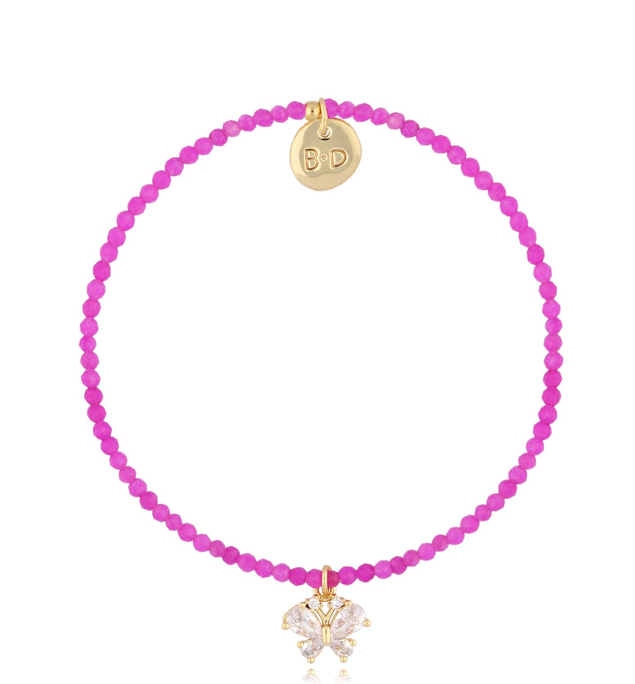 Bransoletka z jadeitami i motylkiem Lifestyle - By Dziubeka