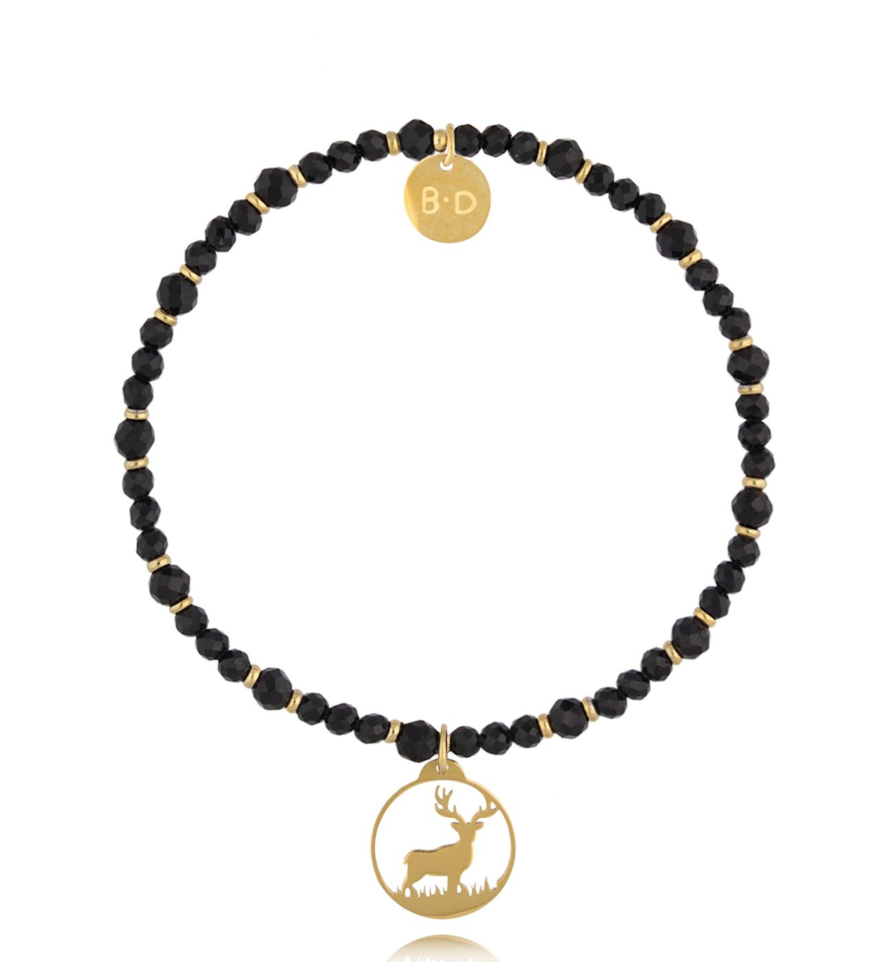 Bransoletka z czarnymi turmalinami i jeleniem Dark Harmony - By Dziubeka