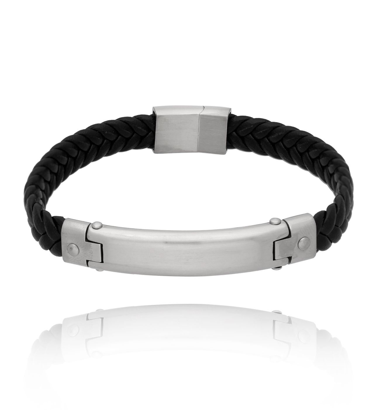 Bransoletka męska skórzana srebrna Fox BMITC0448