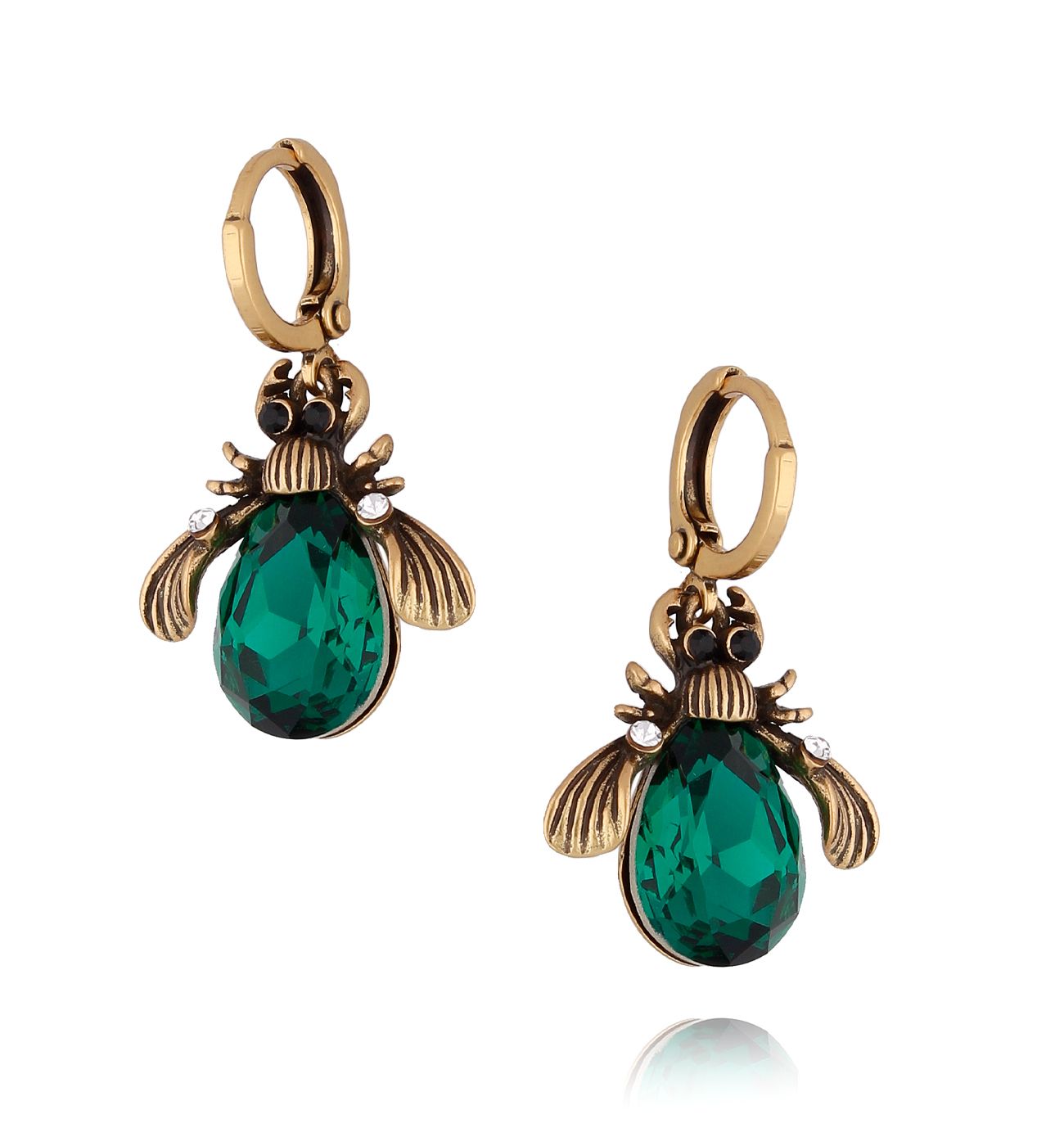 Kolczyki ze szmaragdowymi owadami Midnight KMI0111