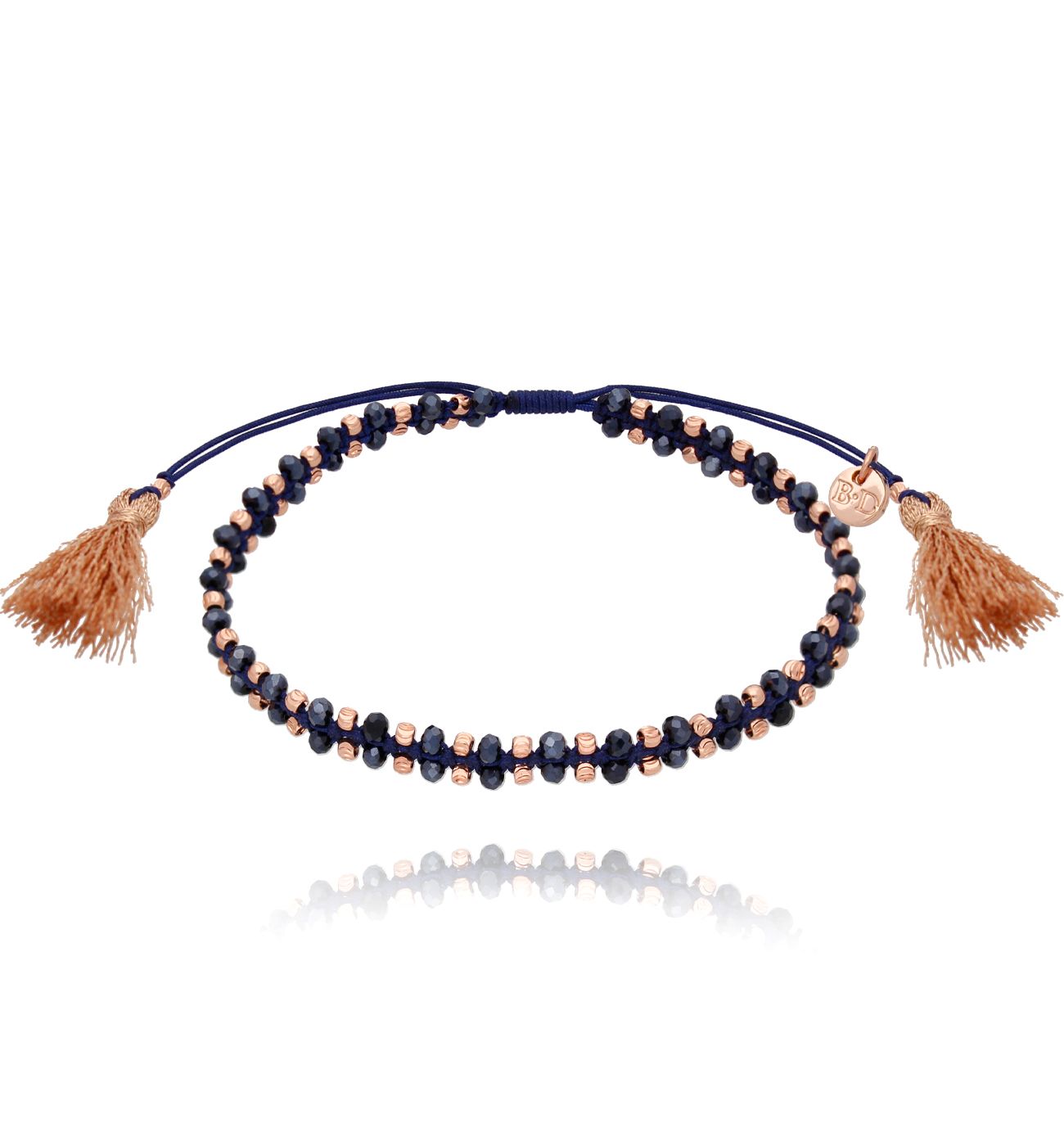 Bransoletka z granatowym sznurkiem i kryształkami Moana BSC1332