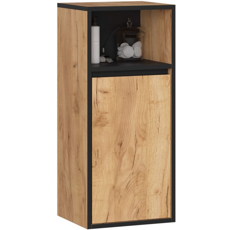 Szafka łazienkowa wisząca AKORD VAMI Dąb Craft, Czarny 35 cm 1 drzwi 3 półki 35x80x30 cm 1 szt.