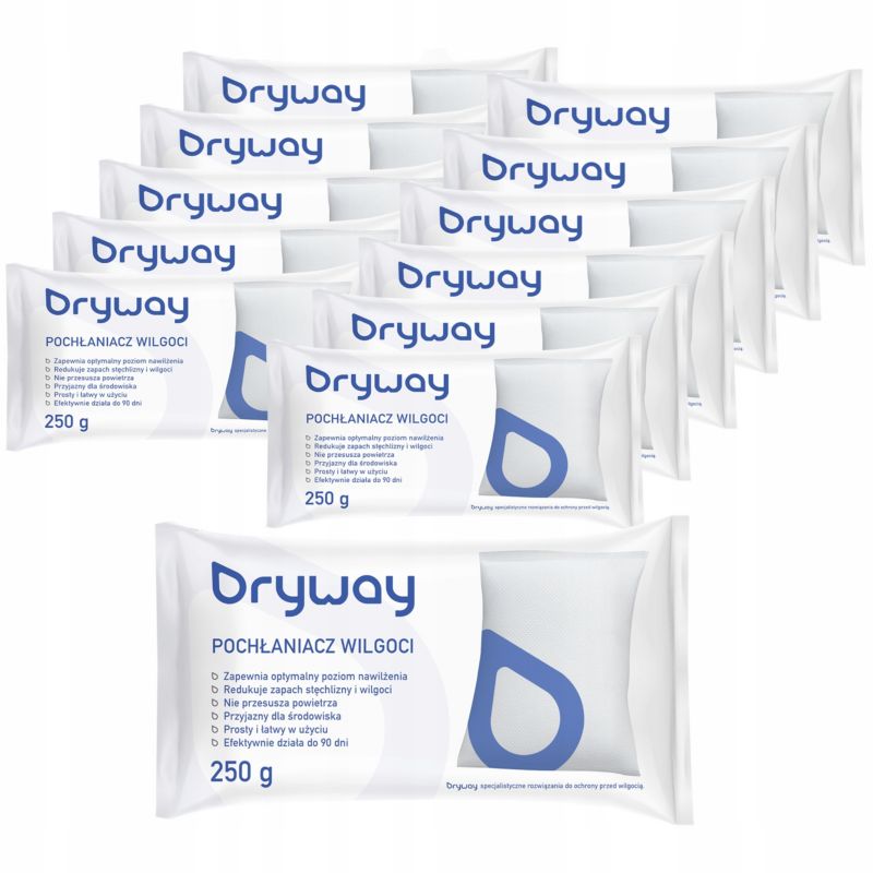 Pochłaniacz wilgoci, Dryway, wkłady, uniwersalne, przeciw wilgoci, 250g, zestaw, 12szt