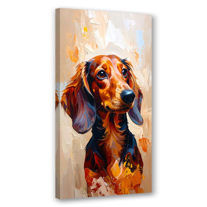 Obraz nowoczesny do salonu biura Feeby Jamnik Brązowy Pies Zwierzę 50x100cm 1szt