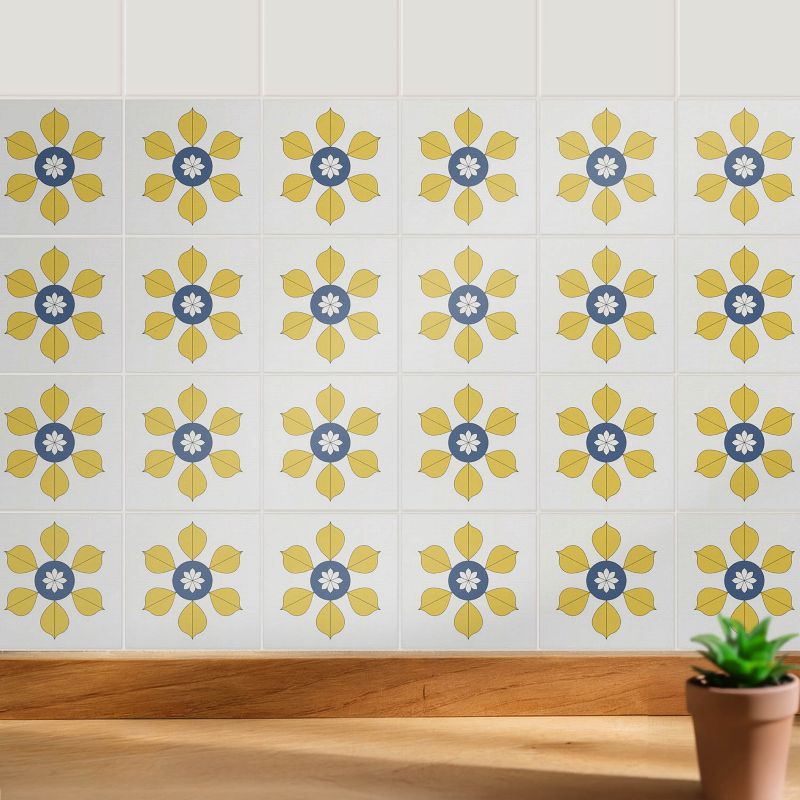 Naklejki na płytki Wallfluent 10x10 cm Kwiatowe motywy w układzie szybka renowacja 24 szt.