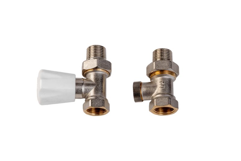 Prosty zestaw zaworów regulacyjnych Valx do grzejników c.o. nikiel 1kpl