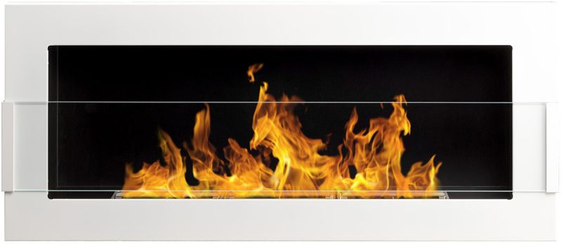 Biokominek wiszący z szybą 900 x 400 mm biały połysk