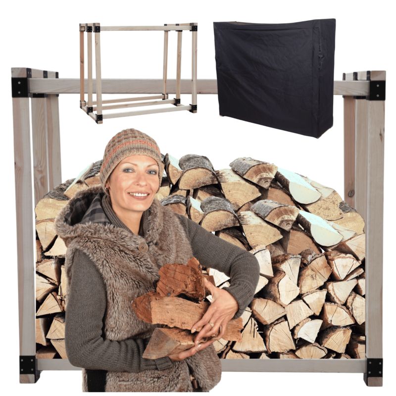 Stojak na drewno kominkowe MODO24 wiata z pokrowcem drewutnia 0,8 m3 1 szt.