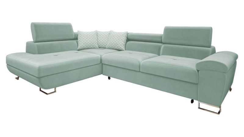 Narożnik MIRJAN 24 do salonu Cotere lewy seledynowy/seledynowy wzór 1 szt.