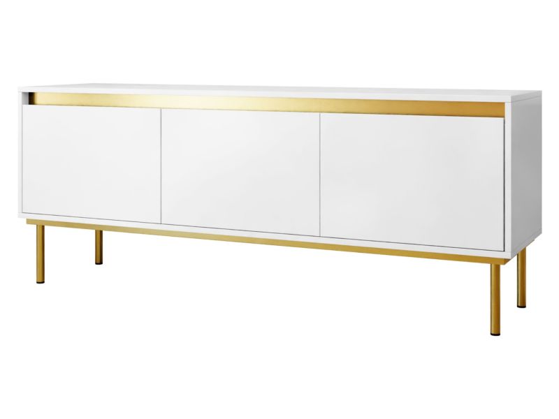 Szafka RTV MIRJAN 24 nowoczesna Carmesi 3D biały/złoty 1 szt.