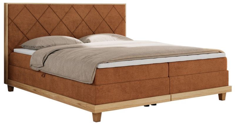 Łóżko kontynentalne MKS Meble CAICOS 160x200 H3 pomarańczowy struktura 1szt.