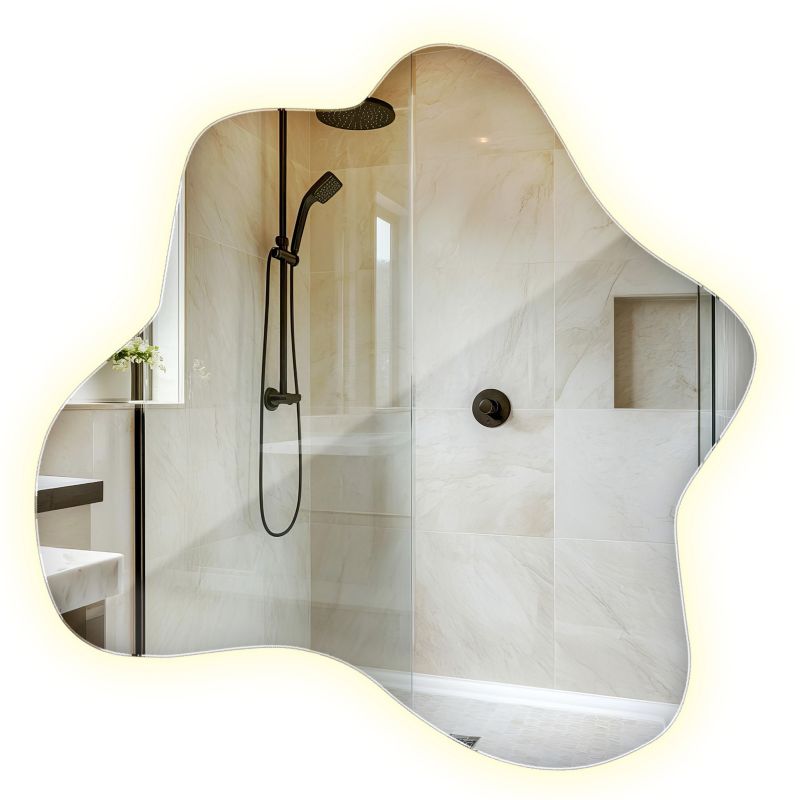 Lustro Nieregularne LED ArtPrintCave 68 x 67 cm Neutralne W Stylu Loft Skandynawskim 1 szt.