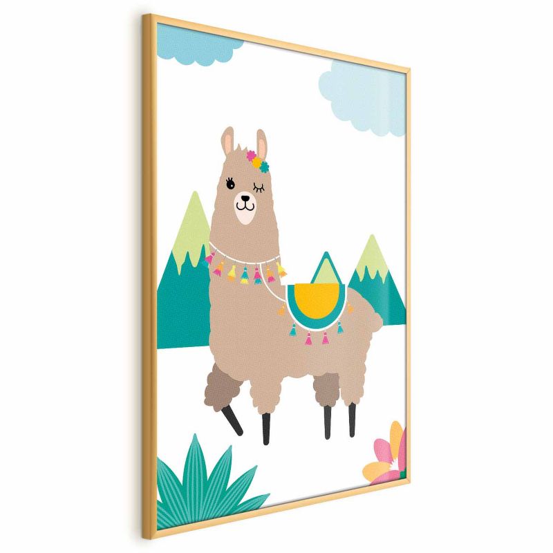 Plakat Artgeist Niezwykła lama 21x30 cm z ramą złotą 1 szt