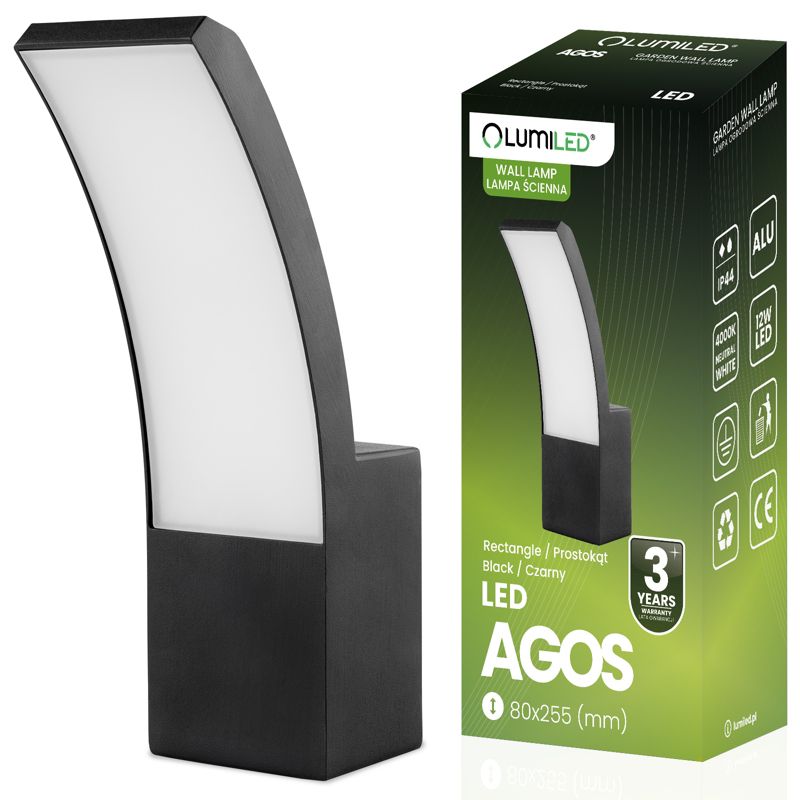 Lampa Ogrodowa Lumiled Zewnętrzna Kinkiet Elewacyjny LED 12W 4000K 1szt.