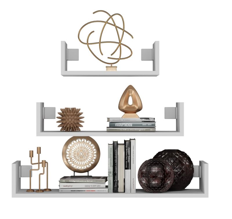 Komplet 3 Topeshop x Półka Wisząca Ścienna Mobi 3P Biały 20x80x14 cm 1 szt.