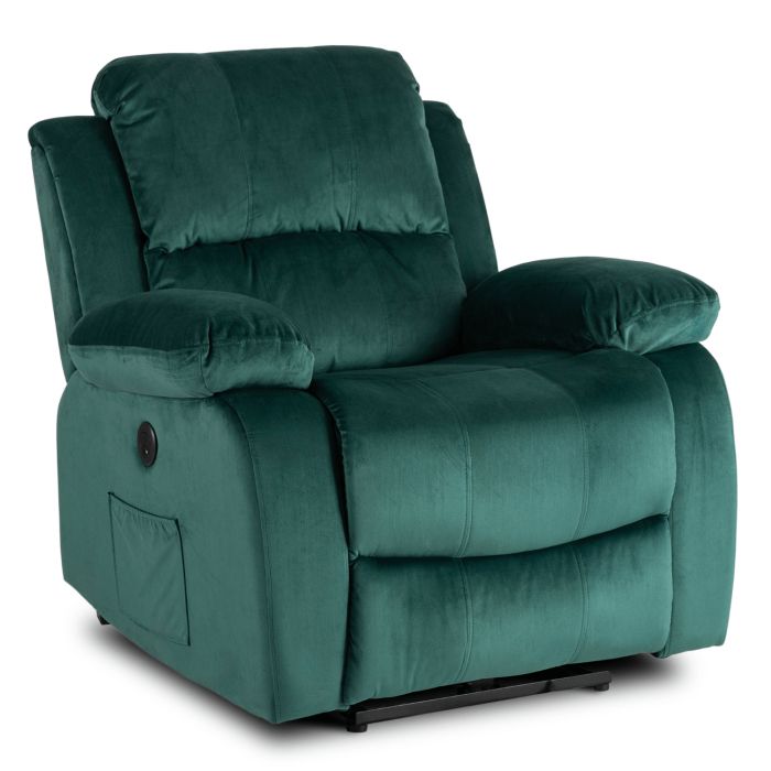Fotel Mebel Elite ARON Rozkładany Masujący Wypoczynkowy Welurowy do Salonu Zielony 1 szt