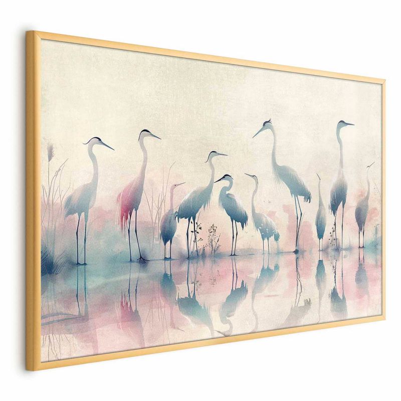 Plakat Artgeist Ptaki nad jeziorem 30x21 cm z ramą złotą 1 szt