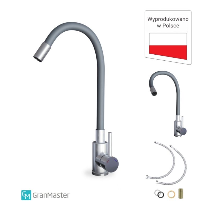 Bateria kuchenna GranMaster Flessila z Elastyczną Wylewką Szara & Stalowa POLSKA PRODUKCJA 1szt.