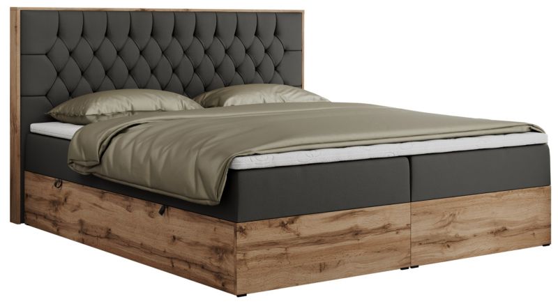 Łóżko kontynentalne MKS Meble AMORE 180x200 H4 ciemnoszary ekoskóra 1szt.