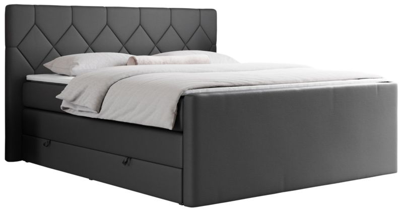 Łóżko kontynentalne MKS Meble KING EIGAR 140x200 H4 ciemnoszary ekoskóra 1szt.