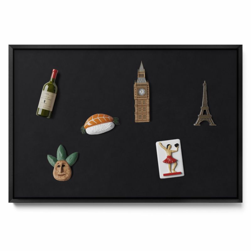 Tablica na magnesy z podróży Tulup 60x40 cm Kolor czarny w czarnej ramie 1 szt.
