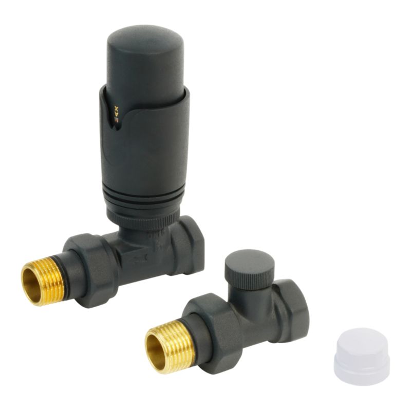 Zestaw termostatyczny GoodHome prosty antracyt