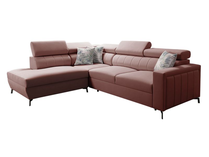 Narożnik MIRJAN 24 z funkcją spania Baltico III Mini lewy róż indyjski/wzór w liście 1 szt.