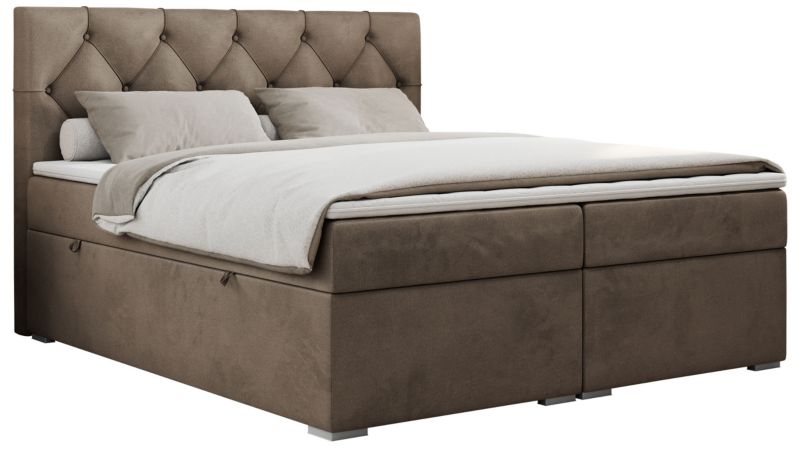 Łóżko kontynentalne MKS Meble ALDA 200x200 H4 brązowy welwet 1szt.