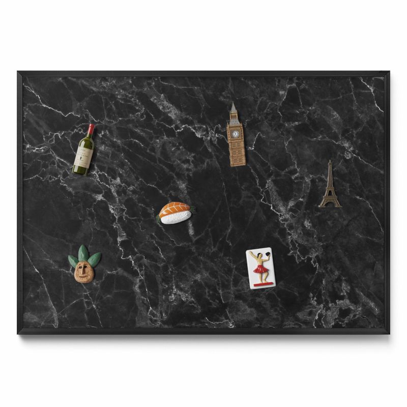 Tablica na notatki Tulup 100x70 cm Elegancki czarny marmur w czarnej ramie 1 szt.