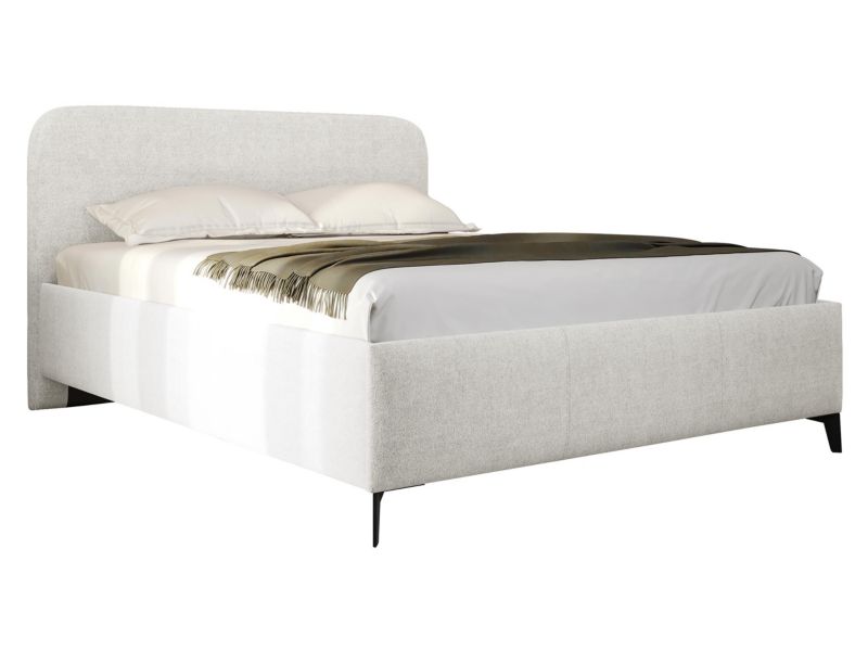 Łóżko tapicerowane MIRJAN 24 z pojemnikiem na pościel Holly 160x200 biały papirus 1 szt.