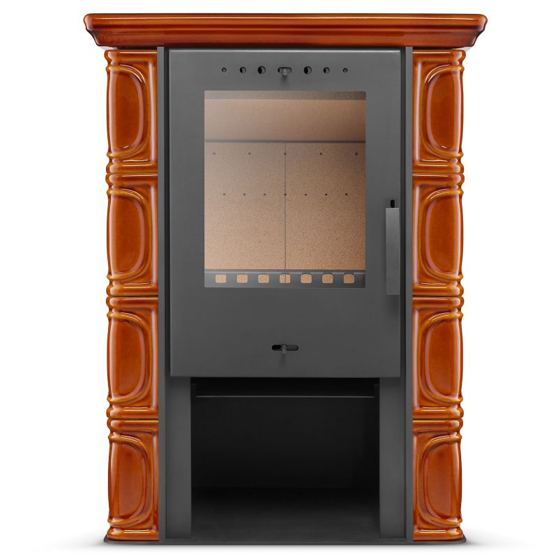 Piec kominkowy kaflowy koza kominek FLAMA ceramiczny ELDUR EkoProjekt w kolorze miodowym 1szt.