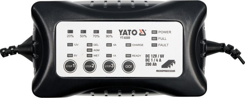 Prostownik elektroniczny Yato 12/6 V 1/4 A 200 Ah