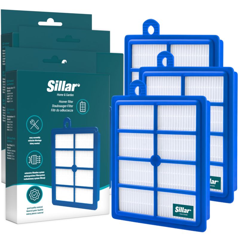 Filtr do odkurzacza, Sillar, ochronne, zamienniki do AEG Electrolux Classic Silence Ultra Silencer Pure D8 D9, zestaw, 3szt