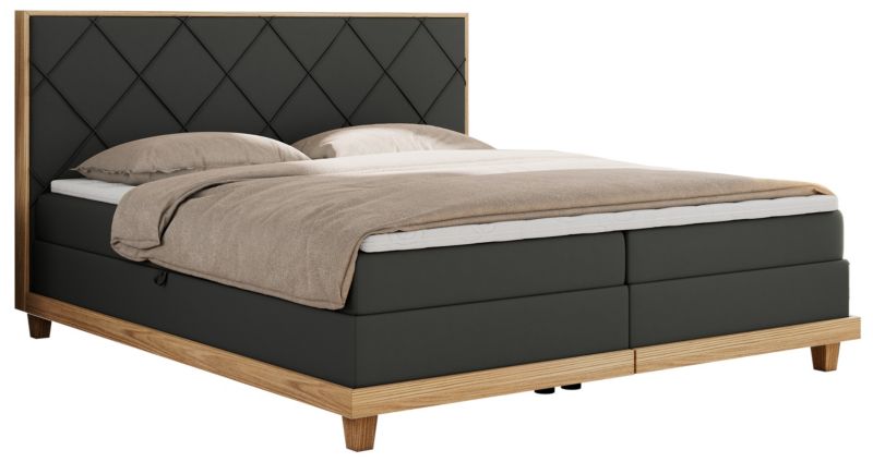 Łóżko kontynentalne MKS Meble CAICOS 160x200 H4 szary ekoskóra 1szt.