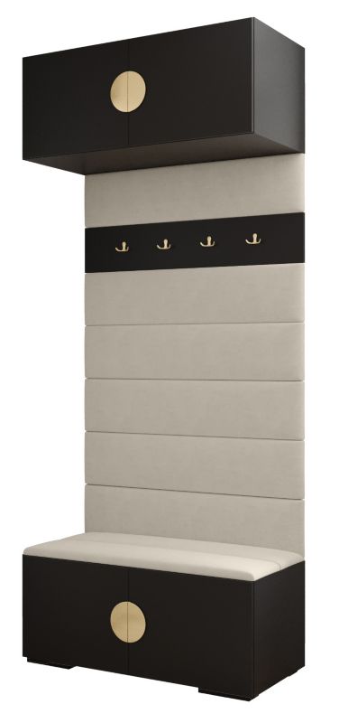 Garderoba wysoka do przedpokoju Abiks INOVA 4 czarny+złoty+man02 1 szt.