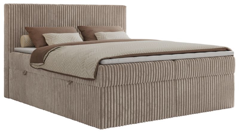 Łóżko kontynentalne MKS Meble TILIANO 180x200 H3 jasnobrązowy sztruks 1szt.