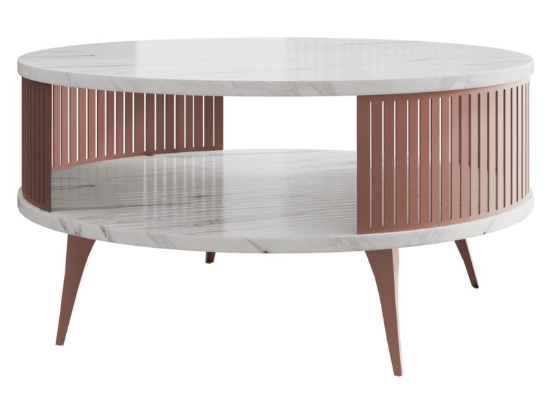 Stolik kawowy MIRJAN 24 okrągły Roenni Ember miedziany/marmur bianco 1 szt.