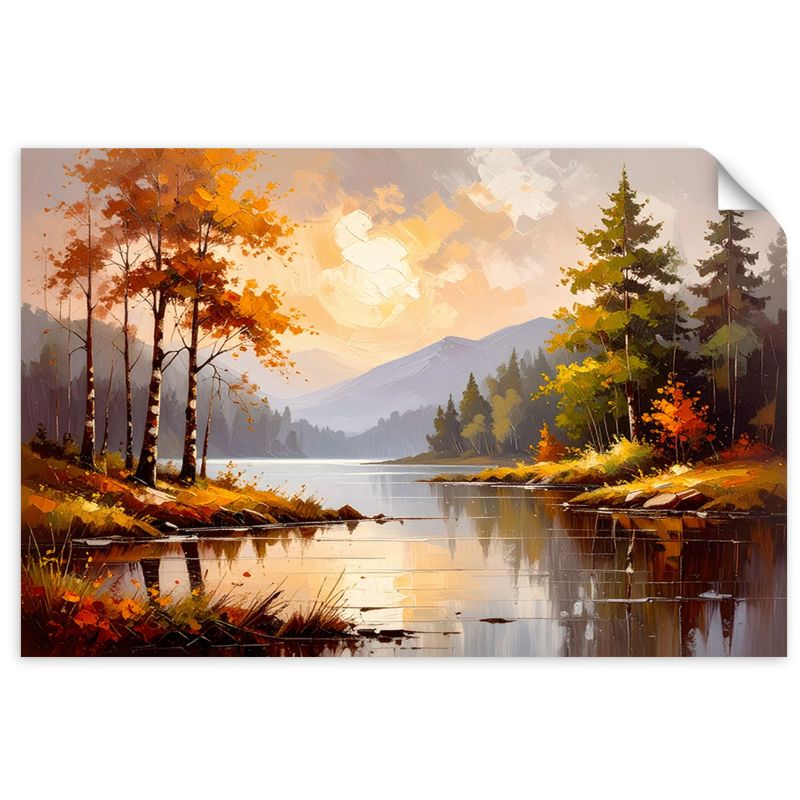 Naklejki samoprzylepne do salonu sypialni Feeby Rzeka Drzewa Krajobraz górski 130x90cm 1szt