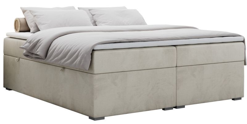 Łóżko kontynentalne MKS Meble BESS 200x200 H3 beżowy welwet 1szt.