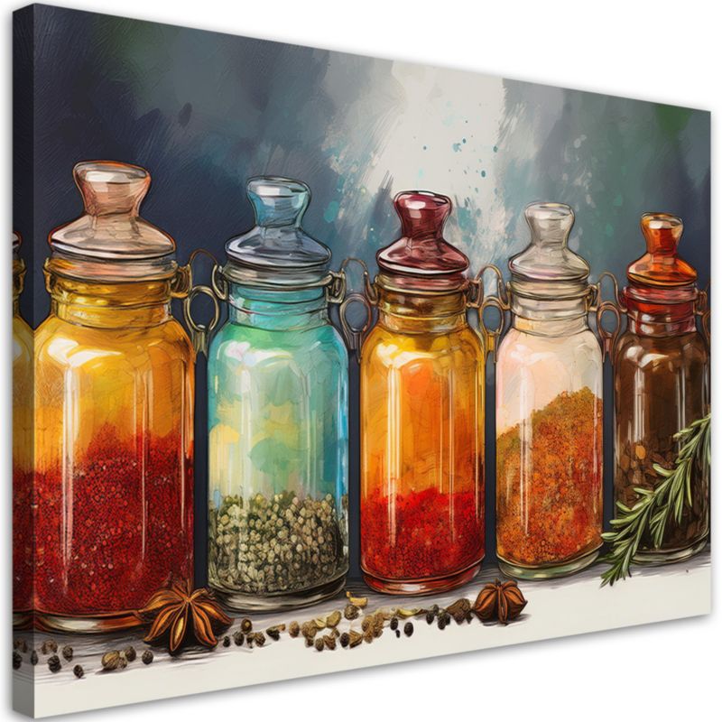 Obraz na płótnie Feeby Przyprawy i Zioła w Butelkach 120x80cm 1szt