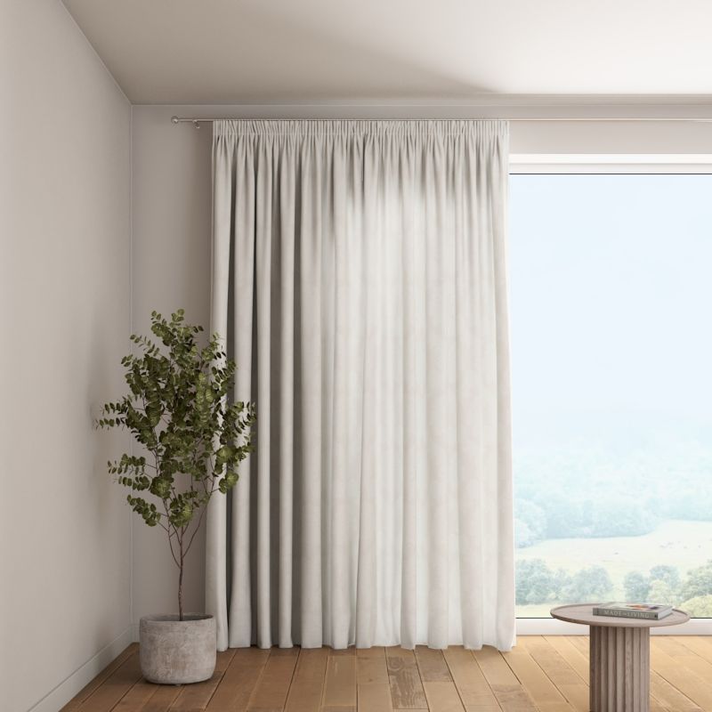 Zasłona na taśmie marszczącej 1 szt. 130 x 260 cm Dekoria liście akantu na jasno-popielatym tle 1 szt.