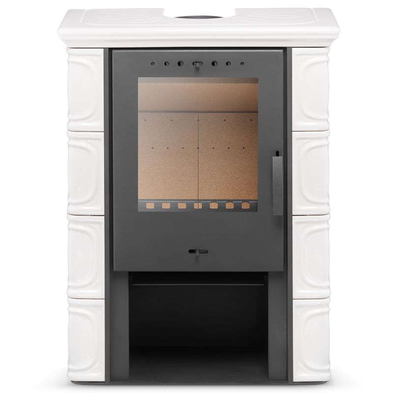 Piec kominkowy kaflowy koza kominek FLAMA ceramiczny ELDUR EkoProjekt w kolorze kość słoniowa 1szt.