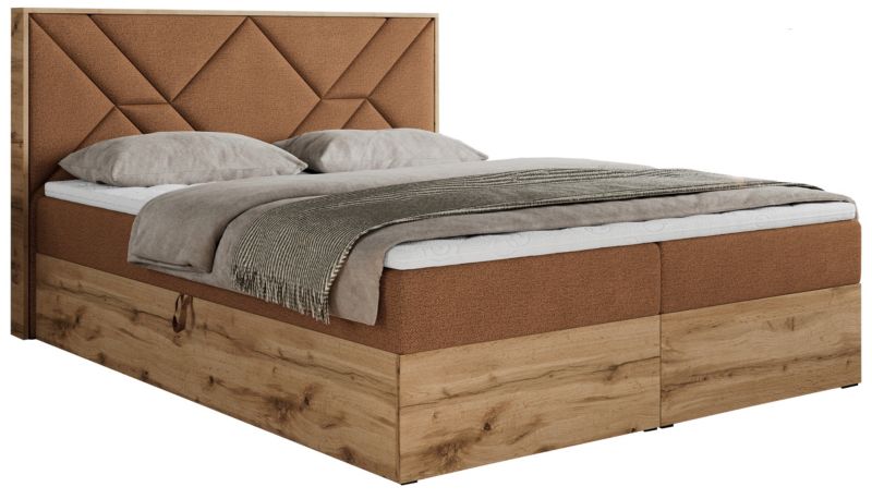 Łóżko kontynentalne MKS Meble GUNAR 140x200 H3 Pomarańczowy struktura 1szt