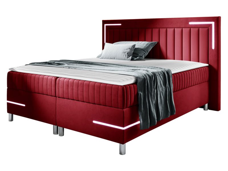Łóżko kontynentalne MIRJAN 24 Tenosi 3 LED 120x200 karminowa czerwień 1 szt.