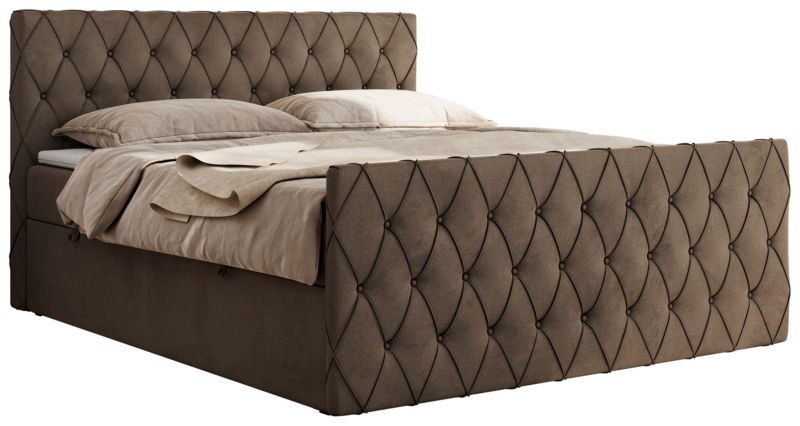 Łóżko kontynentalne MKS Meble MIREN DUO 160x200 H4 Brązowy welvet 1szt.